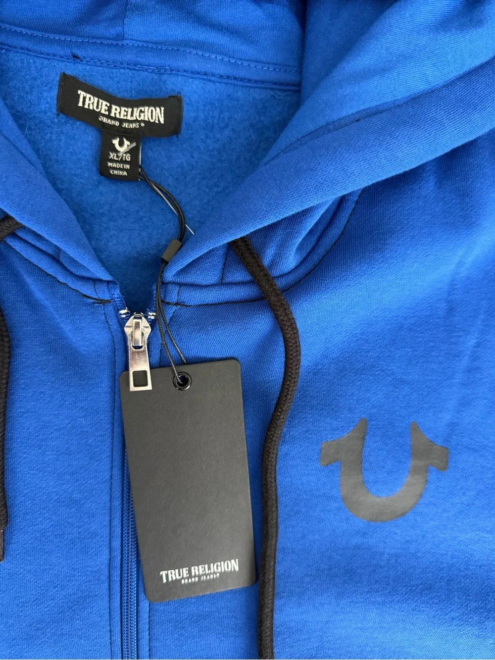 True Religion Royal Blue Zip-Up Hoodie with Logo Back